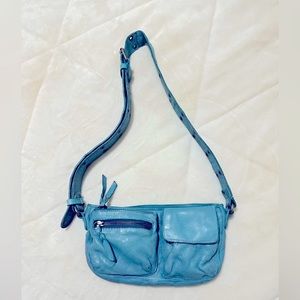 Free People Wade leather sling purse, light blue